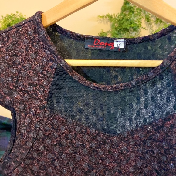 Vintage 80s glittery maroon bodycon mini dress - Picture 3 of 5